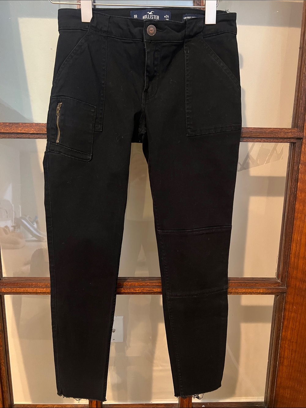 Hollister Black Slim Cargo Pants with Zip Pocket